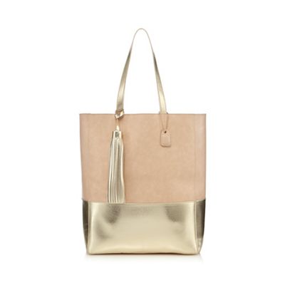 Light pink contrasting metallic shopper bag